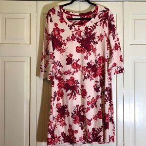 Soma Floral Pink Red 3/4 Sleeve Dress Sleep Shirt Model Blend for Softness SZ S